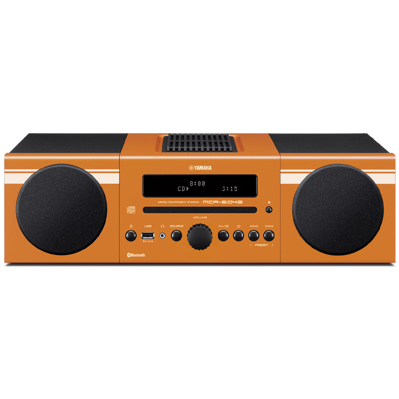 雅马哈(Yamaha)MCR-B043 音响 音箱 CD机 USB 播放机 迷你音响 组合音响 蓝牙音响 定时闹钟 电脑音响 橙色